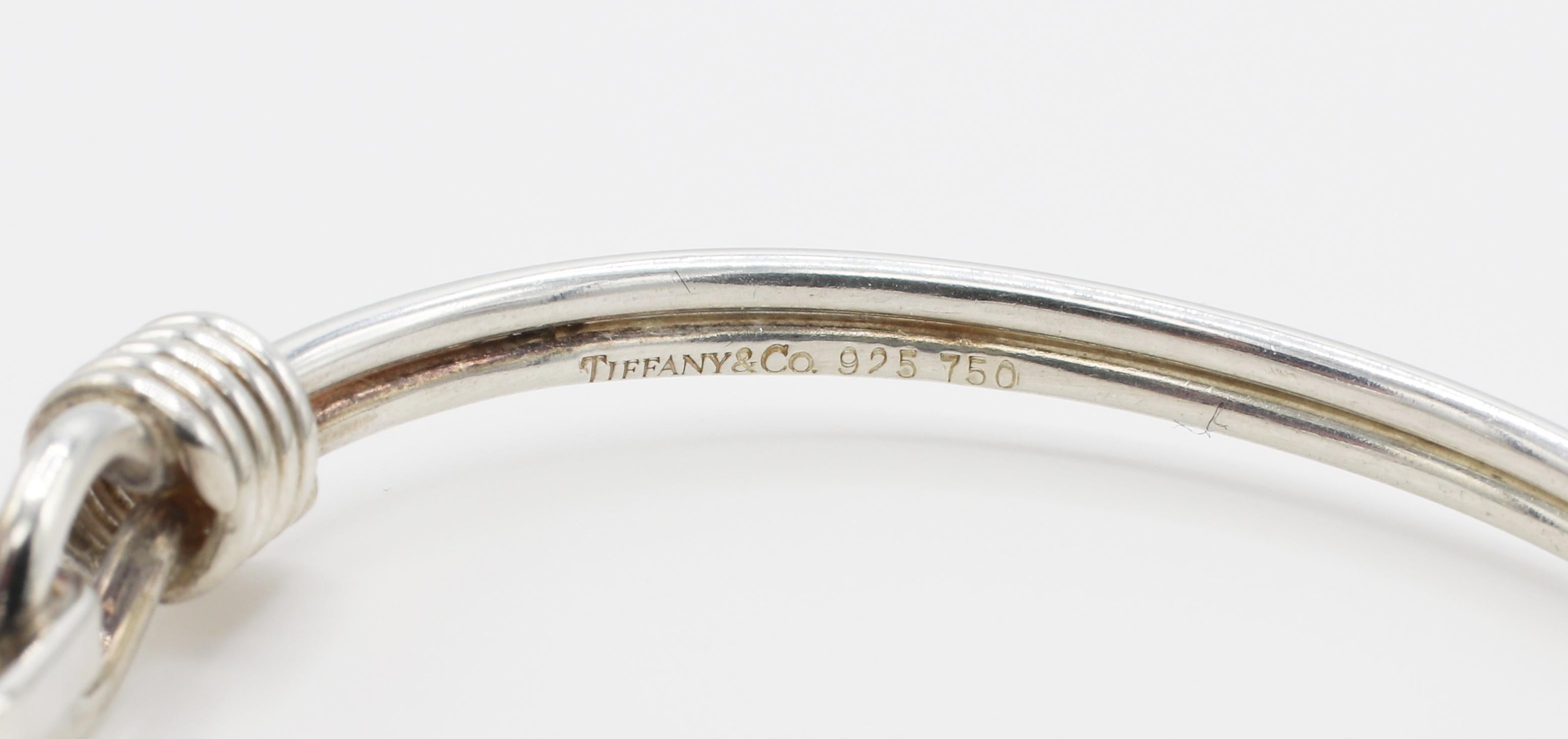 Tiffany & Co. Sterling Silver & 18 Karat Yellow Gold Double Ball Bangle Bracelet In Good Condition In  Baltimore, MD