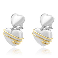 Tiffany & Co. Sterling Silver & 18 Karat Yellow Gold Heart & Arrow Earrings