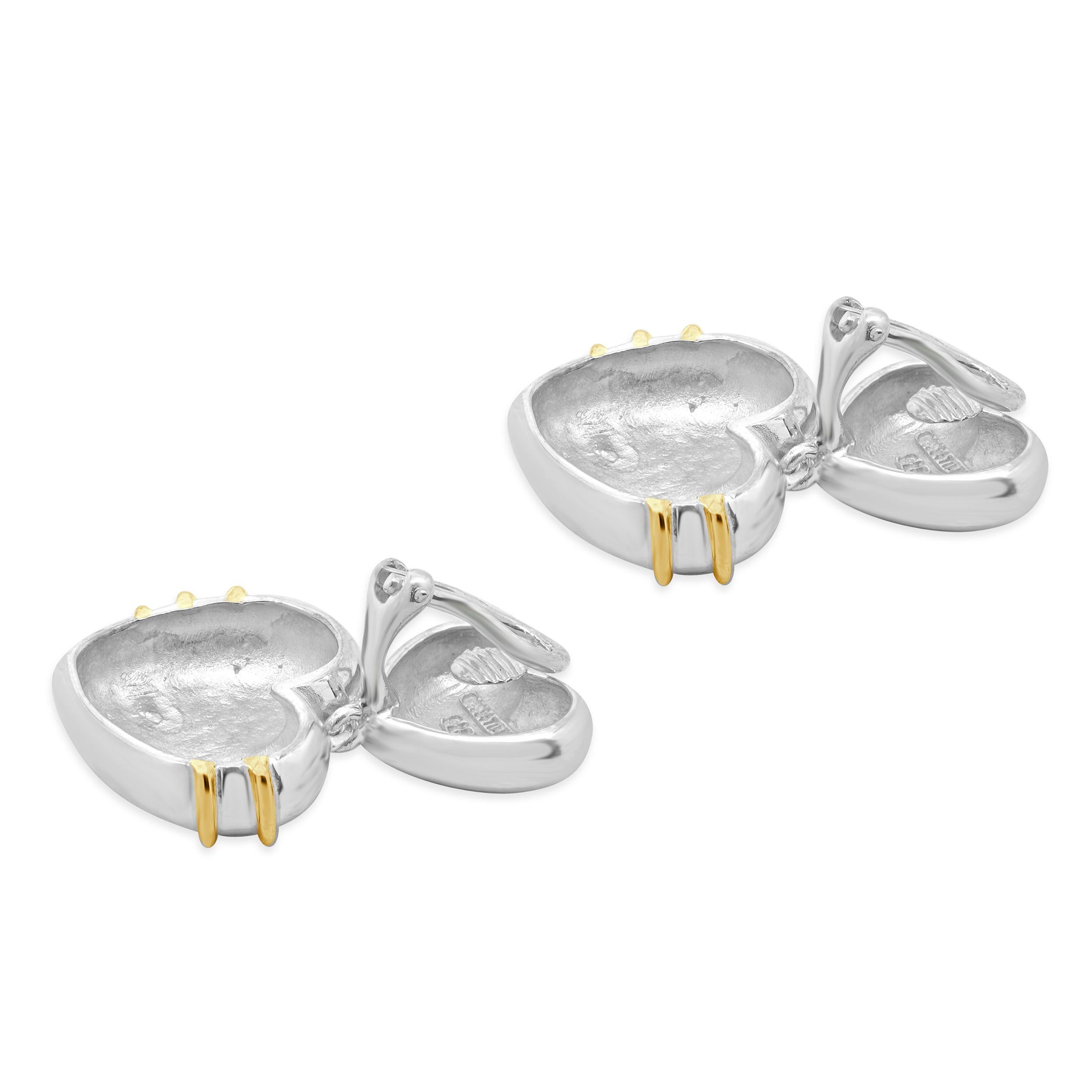 Tiffany & Co. Sterling Silver & 18 Karat Yellow Gold Heart & Arrow Earrings en Excelente estado para la venta en Scottsdale, AZ