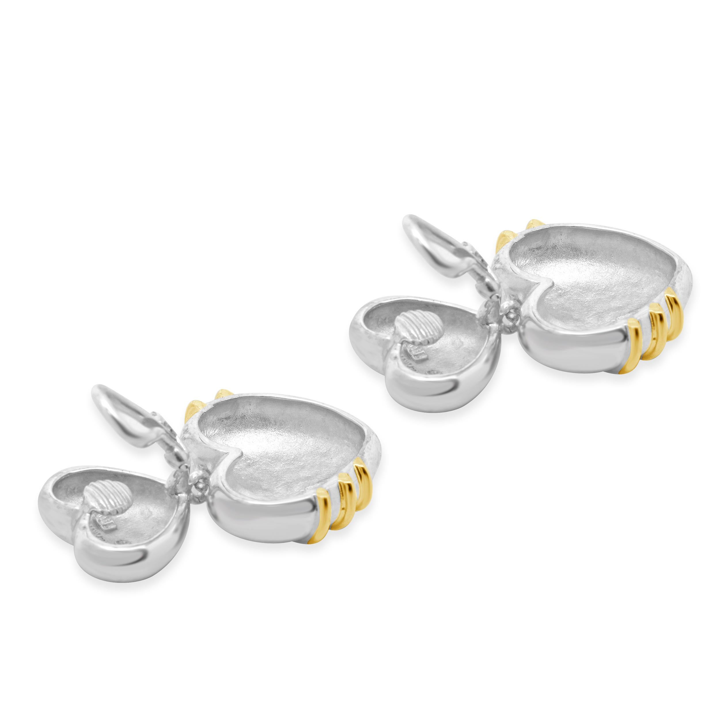 Femenino o masculino Tiffany & Co. Sterling Silver & 18 Karat Yellow Gold Heart & Arrow Earrings en venta