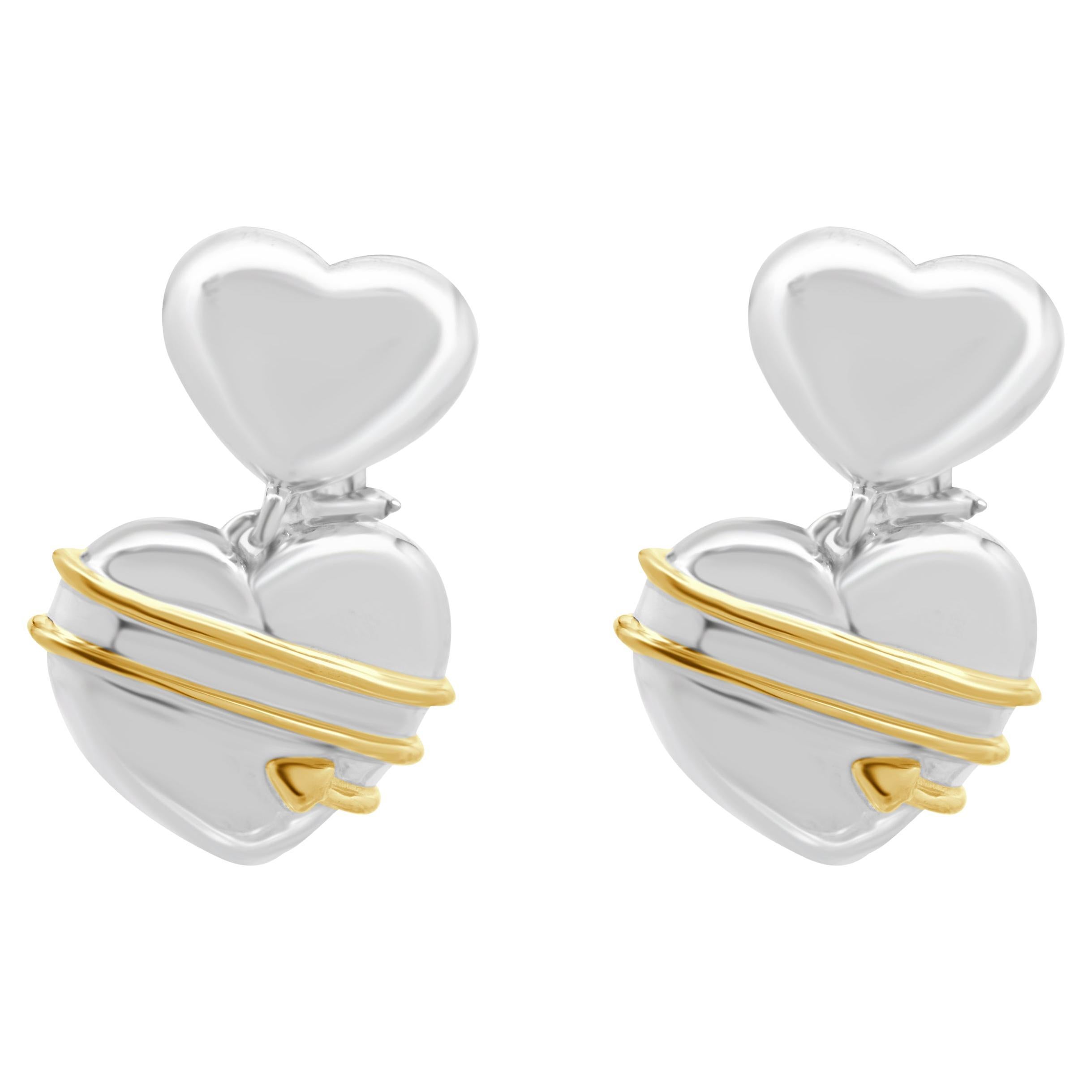 Tiffany & Co. Sterling Silver & 18 Karat Yellow Gold Heart & Arrow Earrings
