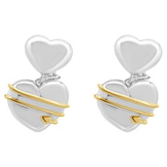 Tiffany & Co. Sterling Silver & 18 Karat Yellow Gold Heart & Arrow Earrings