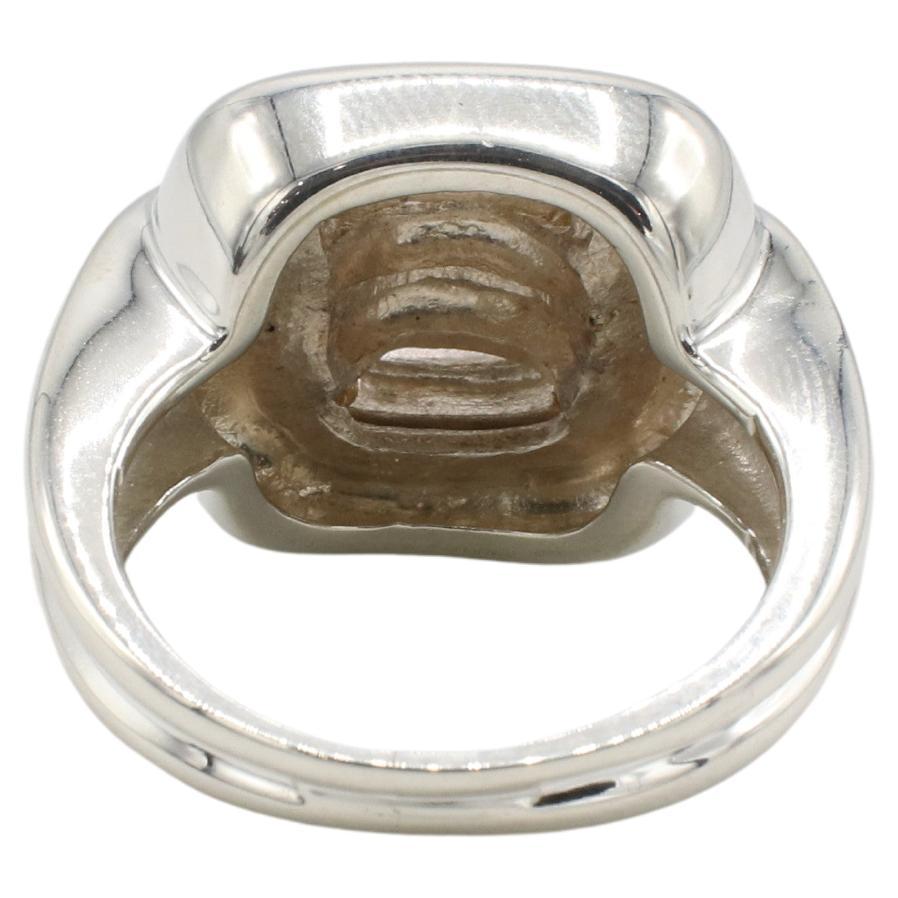 Tiffany & Co. Sterling Silver 18 Karat Yellow Gold Rope Square Buckle Ring In Excellent Condition In  Baltimore, MD