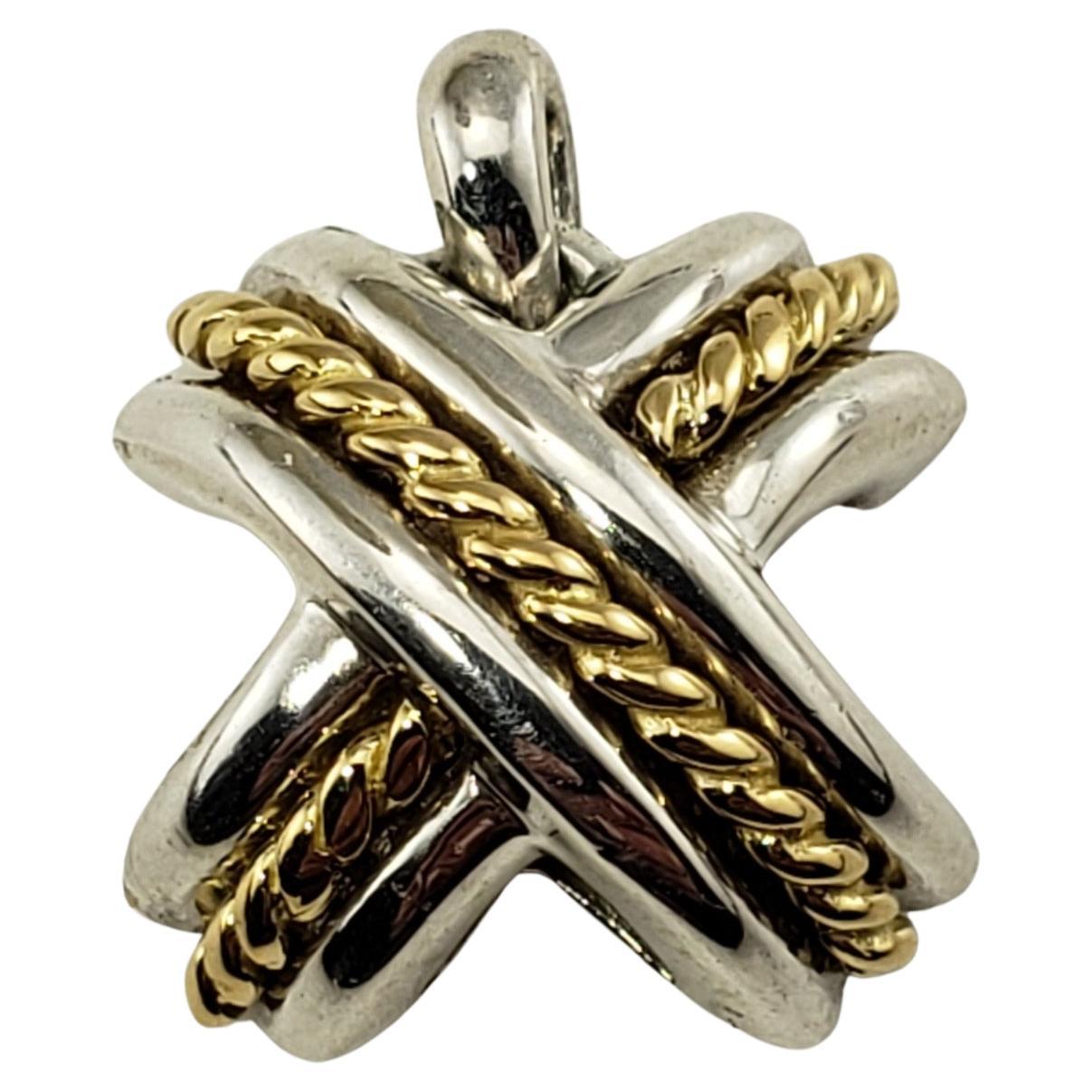 Tiffany & Co. Sterling Silver 18 Karat Yellow Gold X Pendant #18505