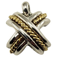 Tiffany & Co. Sterling Silver 18 Karat Yellow Gold X Pendant #18505