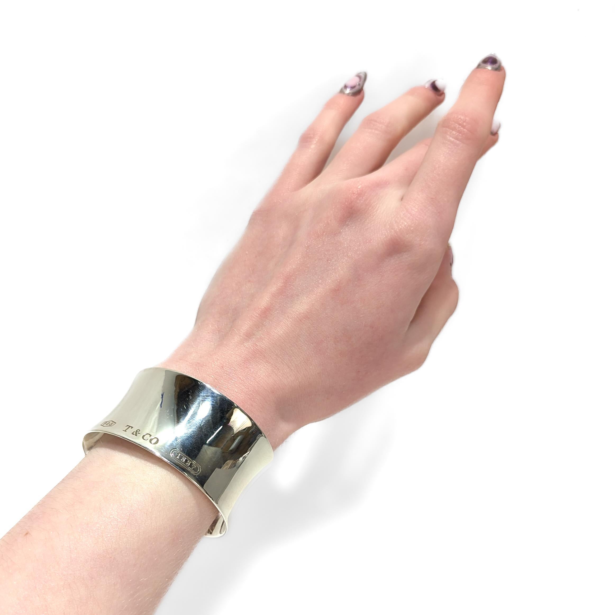 Modern Tiffany & Co. Sterling Silver 1837 Cuff Bracelet For Sale