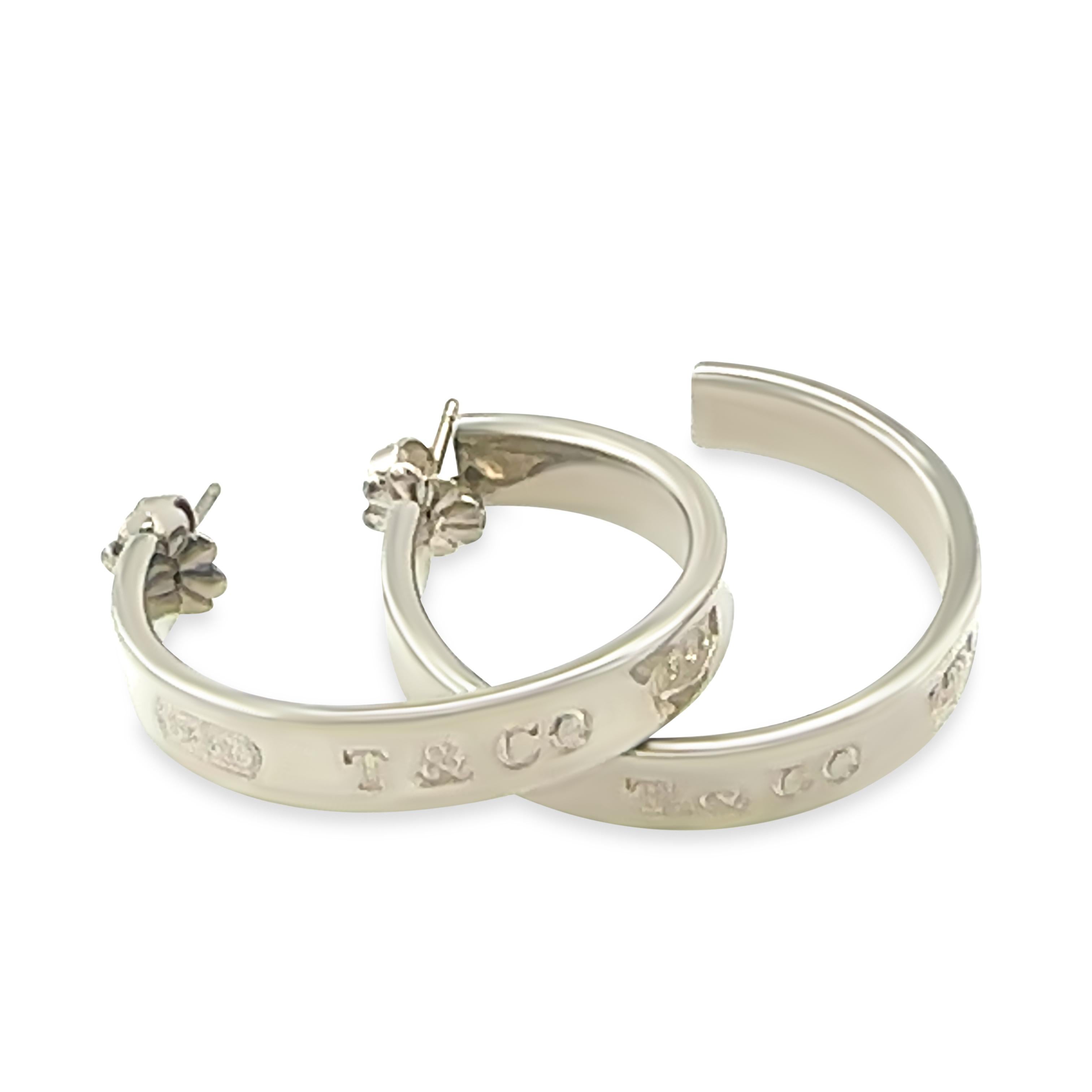 Tiffany 
Co Sterling Silver 1837 Hoop Earrings 10.81g For Sale