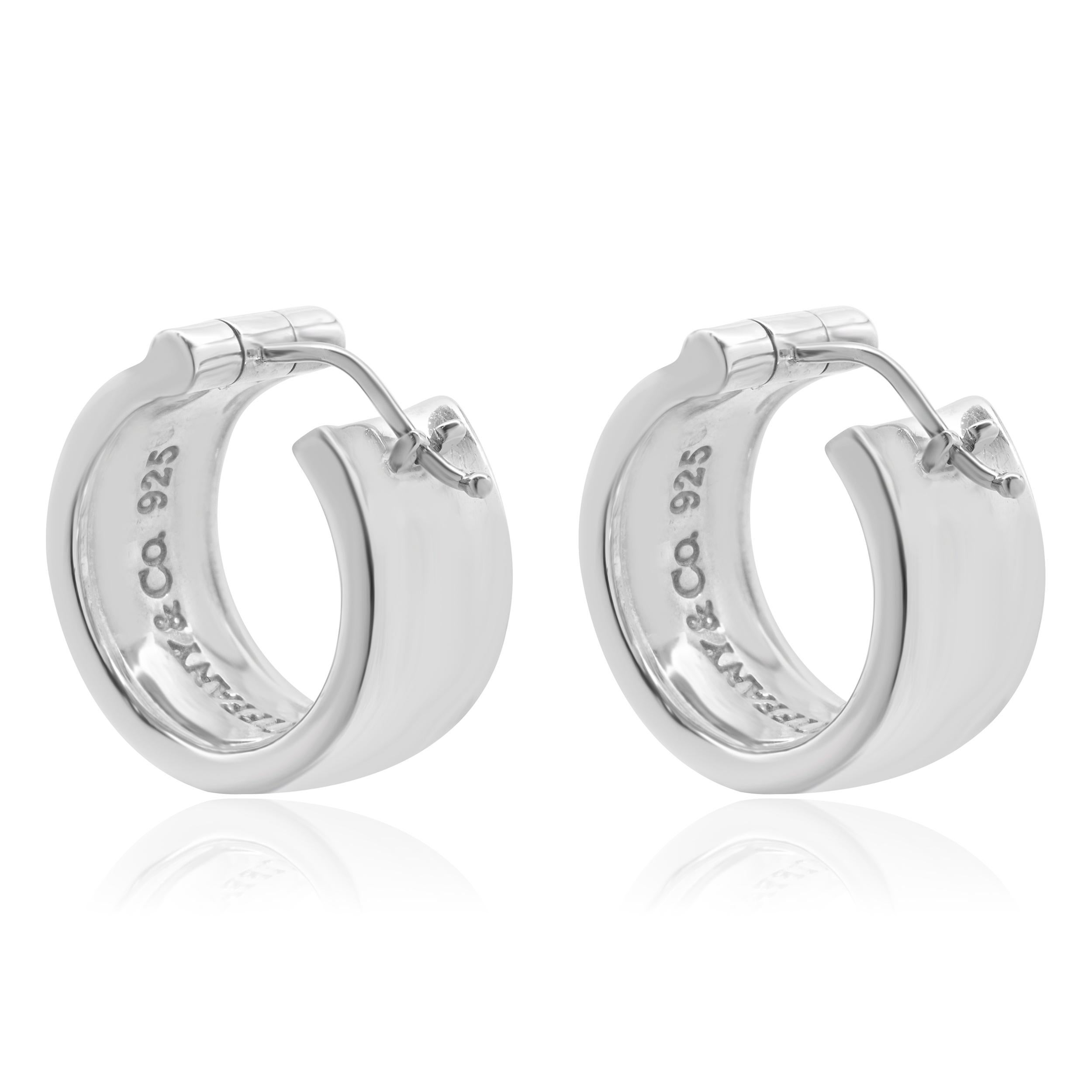 Tiffany & Co. Sterling Silver 1837 Hoop Earrings In Excellent Condition In Scottsdale, AZ