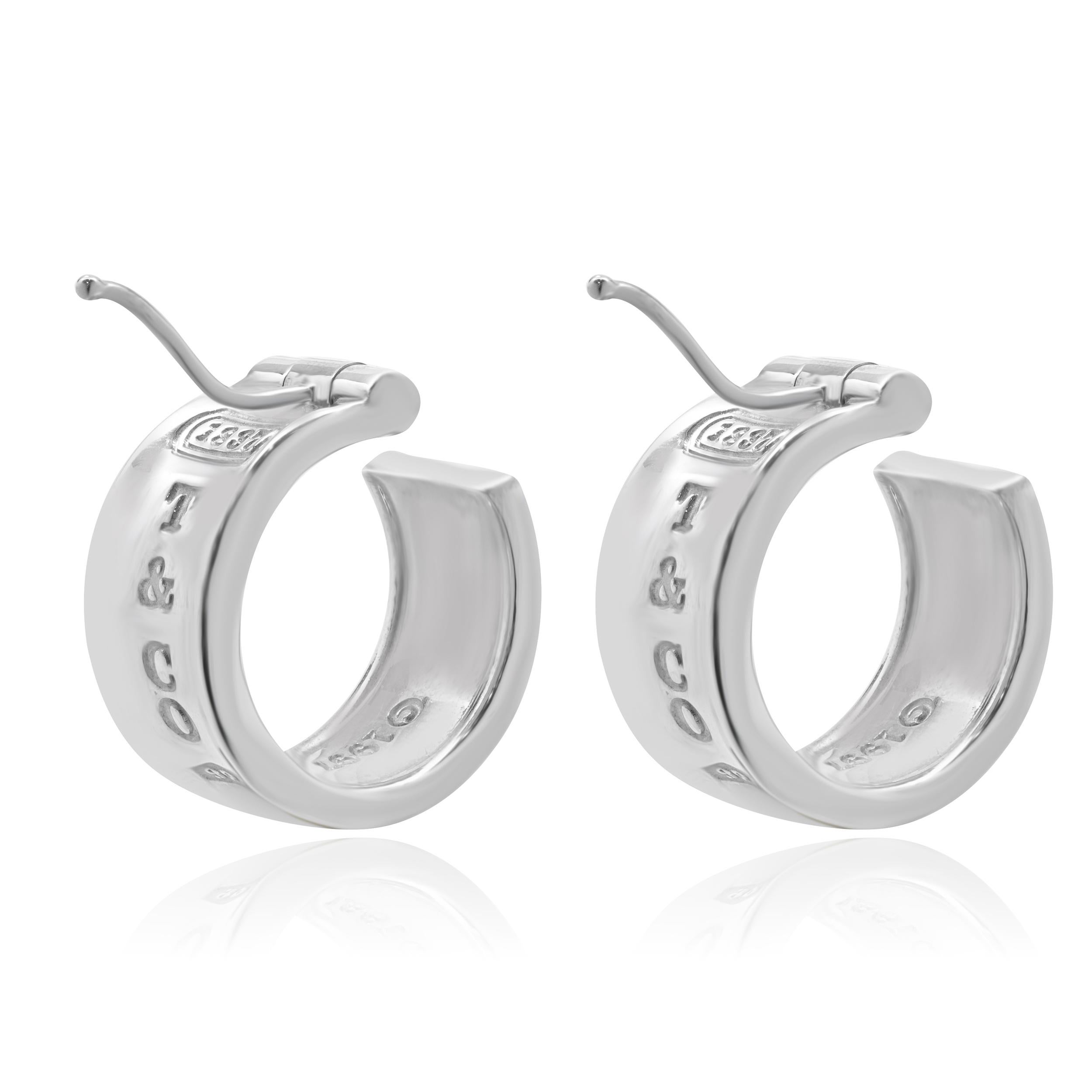 Women's or Men's Tiffany & Co. Sterling Silver 1837 Hoop Earrings