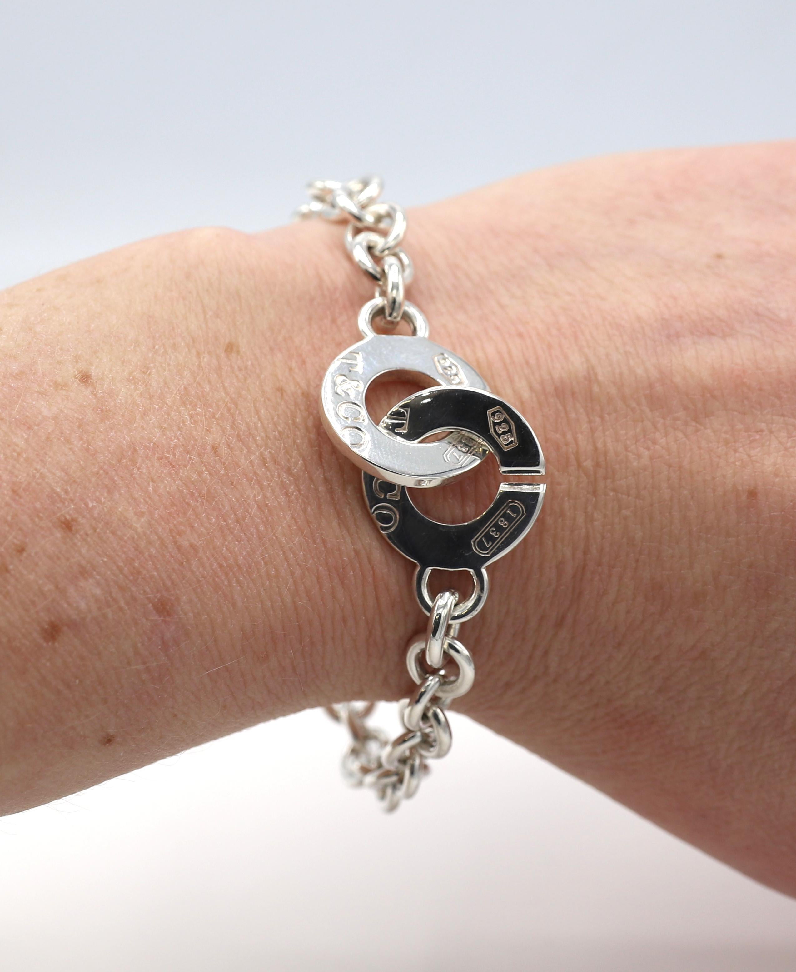 Modern Tiffany & Co. Sterling Silver 1837 Interlocking Circle Chain Link Bracelet