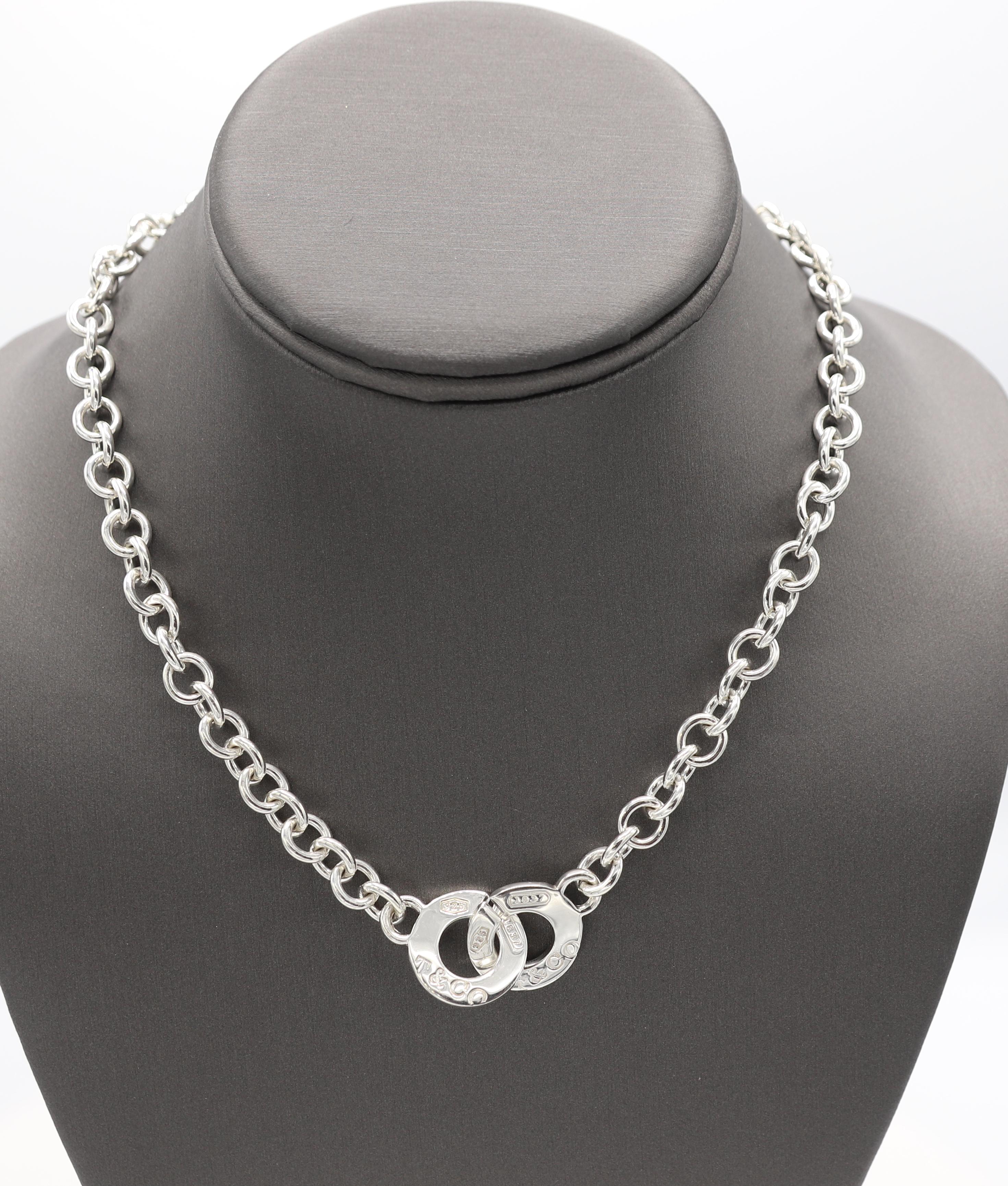 Tiffany & Co. Sterling Silver 1837 Interlocking Circle Chain Link Necklace 
Metal: Sterling silver
Weight: 45.64 grams
Length: 17.5 inches
Links: 8 x 7.5mm
Circle clasps: 18mm diameter
