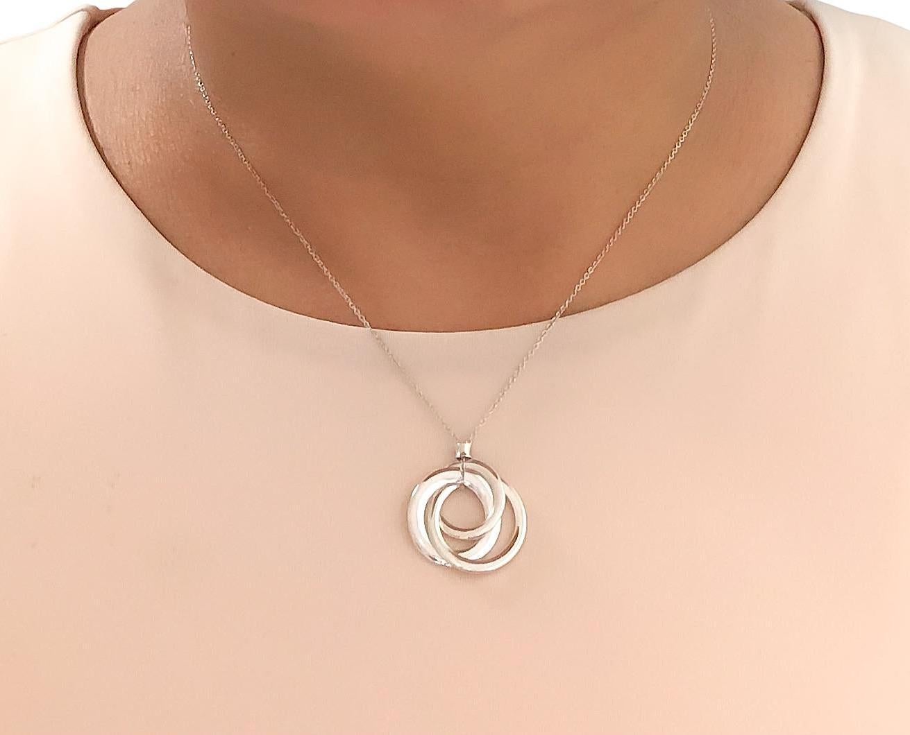 Tiffany & Co. Sterling Silver 1837 Interlocking Circles Pendant Necklace 3