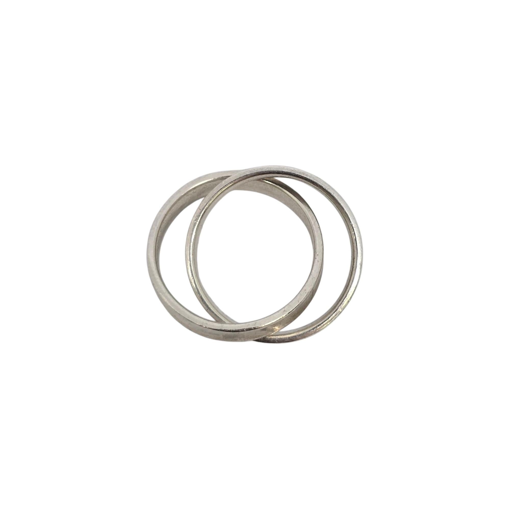 Tiffany & Co Sterling Silver 1837 Interlocking Circles Ring Size 5 #21787 In condizioni buone in vendita a Washington Depot, CT