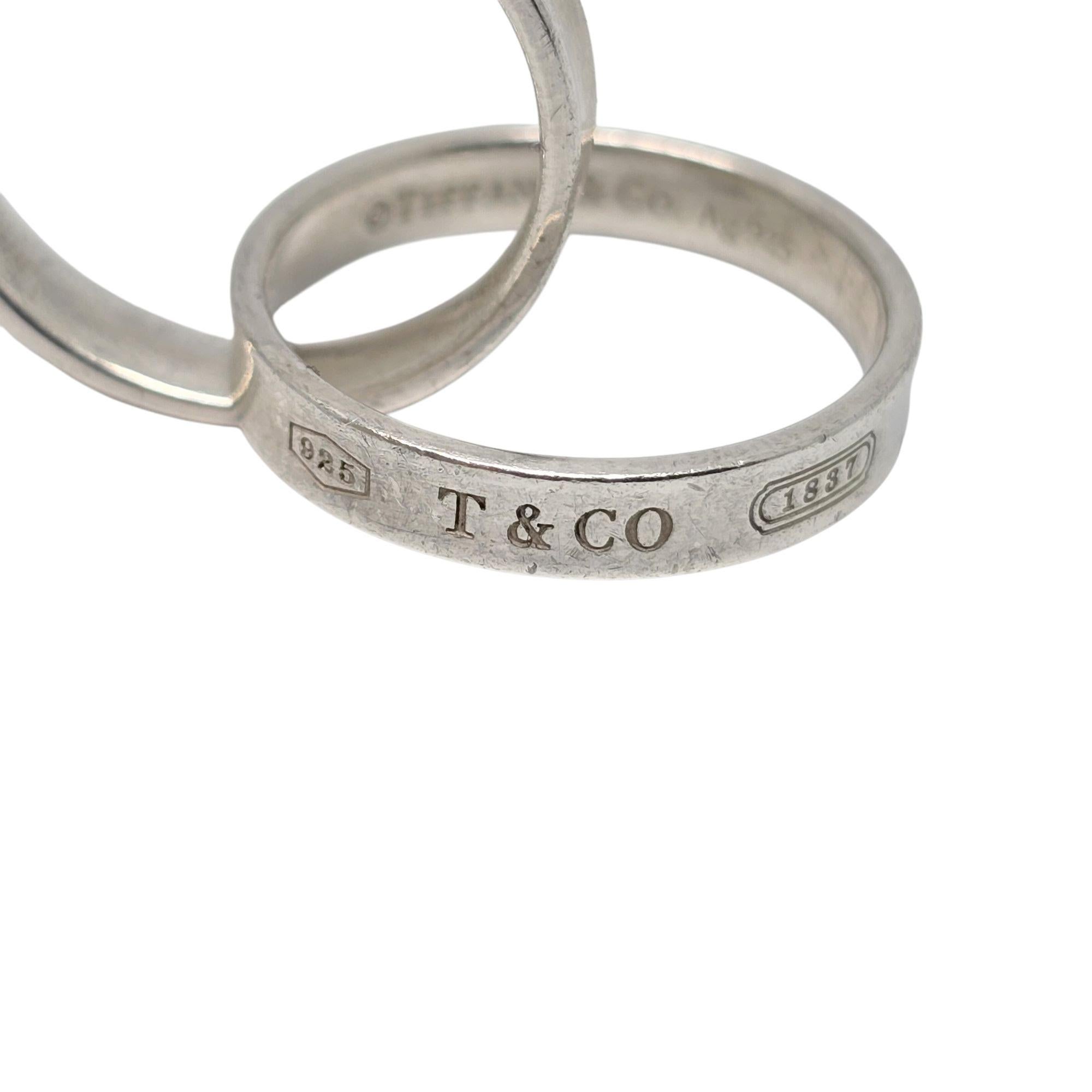 Tiffany & Co Sterling Silver 1837 Interlocking Circles Ring Size 5 #21787 in vendita 1