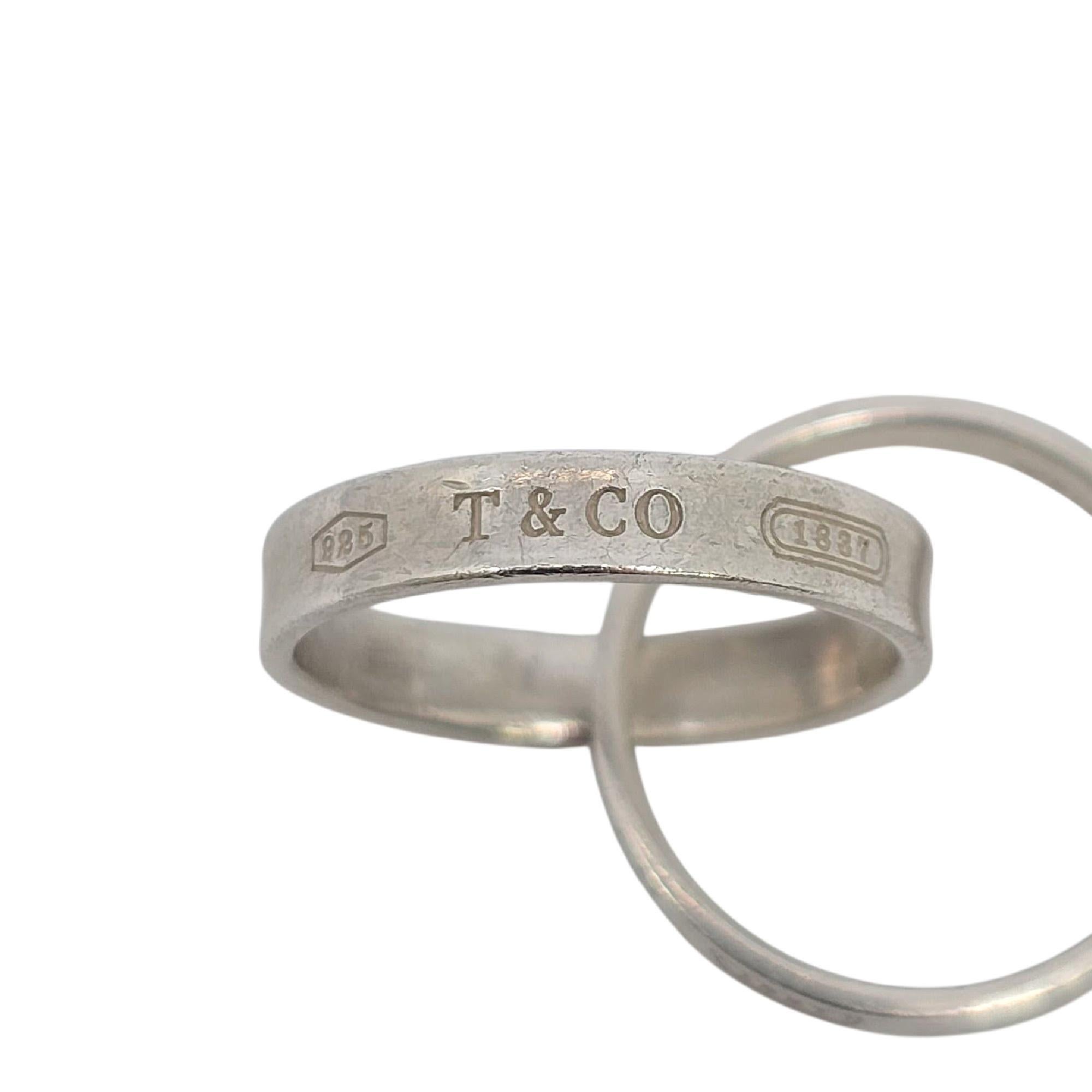 Tiffany & Co Sterling Silver 1837 Interlocking Circles Ring Size 5 #21787 in vendita 2