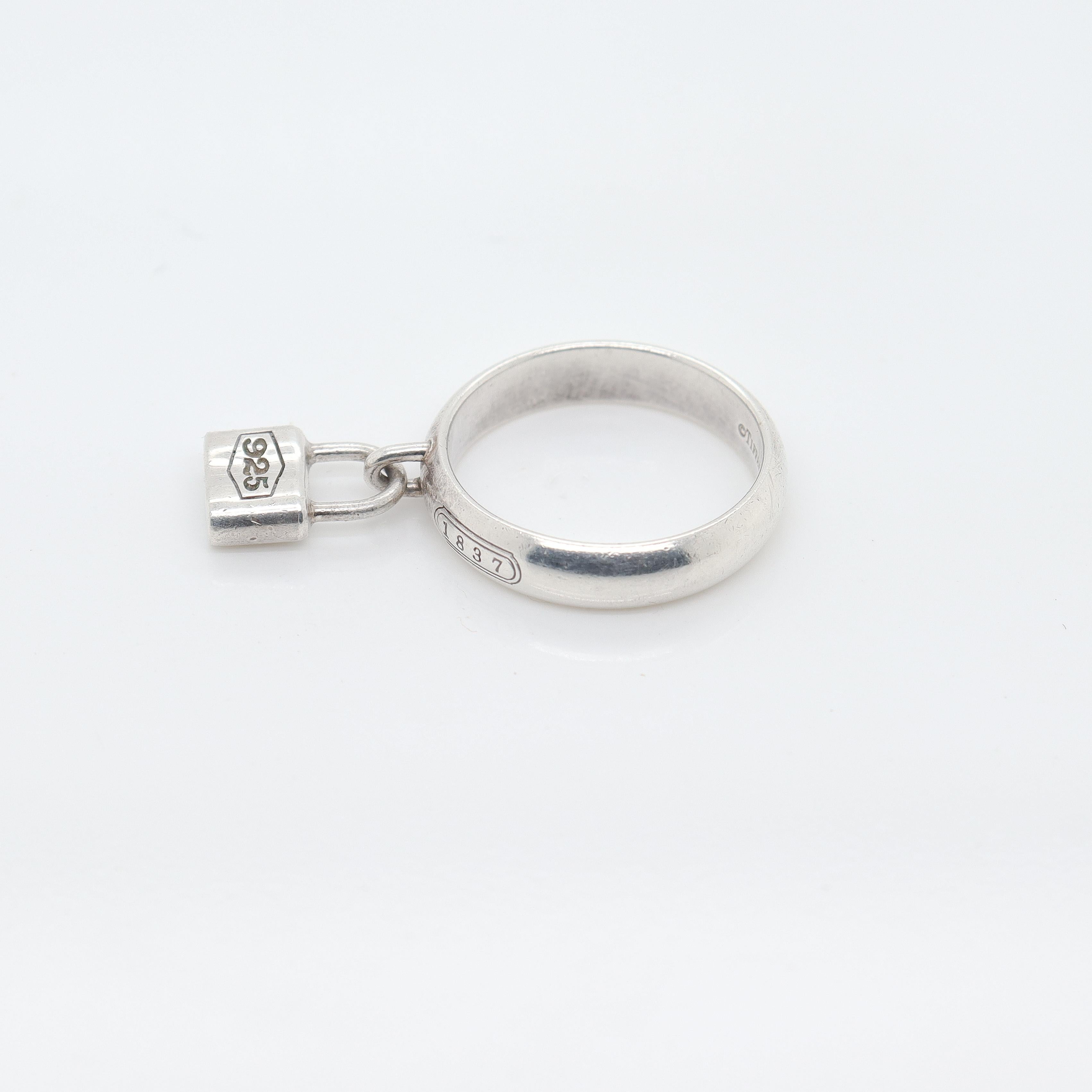 Tiffany & Co Sterling Silver 1837 Lock Charm Band Ring 1