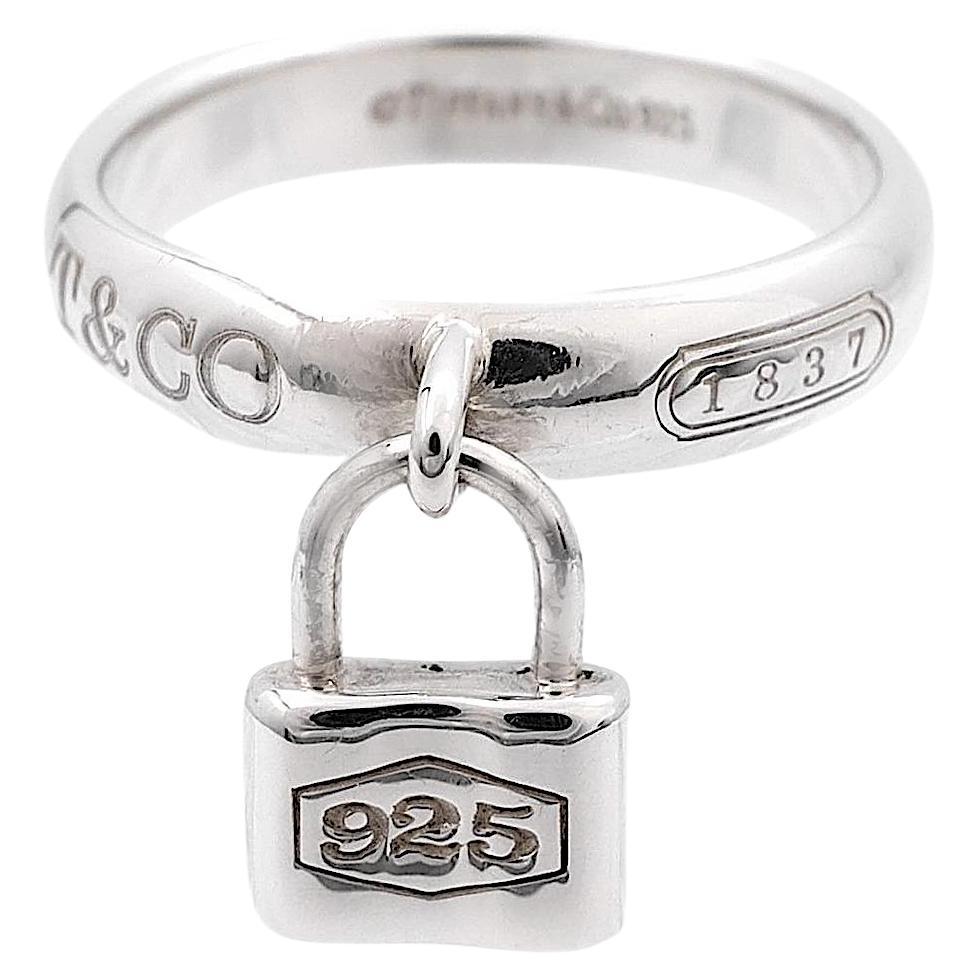 Tiffany & Co. Sterling Silver 1837 Padlock Charm Band Ring Size 6