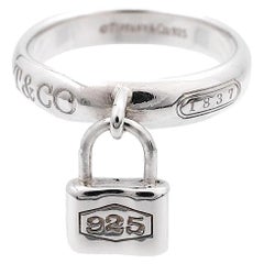 Vintage Tiffany & Co. Sterling Silver 1837 Padlock Charm Band Ring Size 6