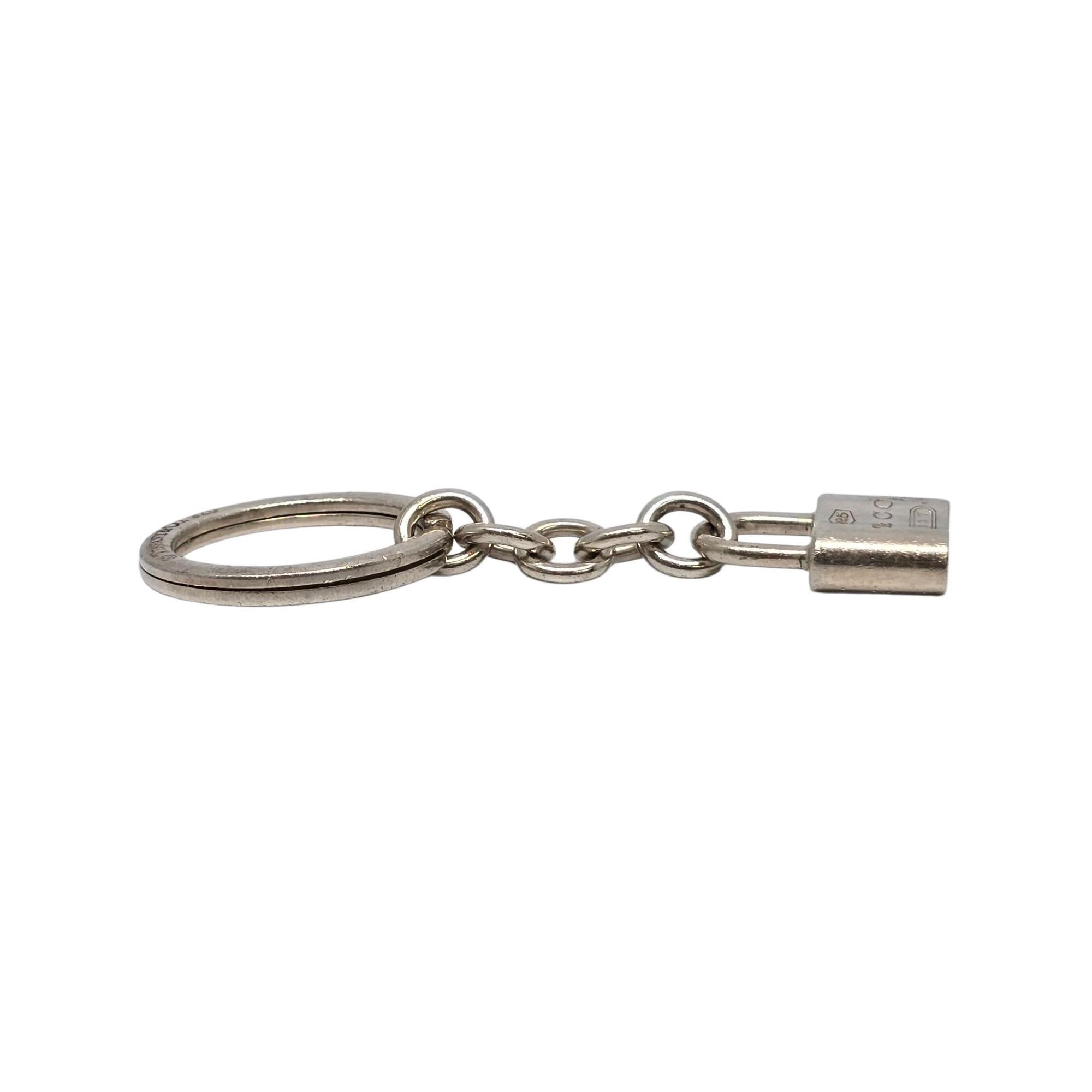 Tiffany & Co Sterling Silver 1837 Padlock Keychain/Key Ring #21830 In Good Condition For Sale In Washington Depot, CT