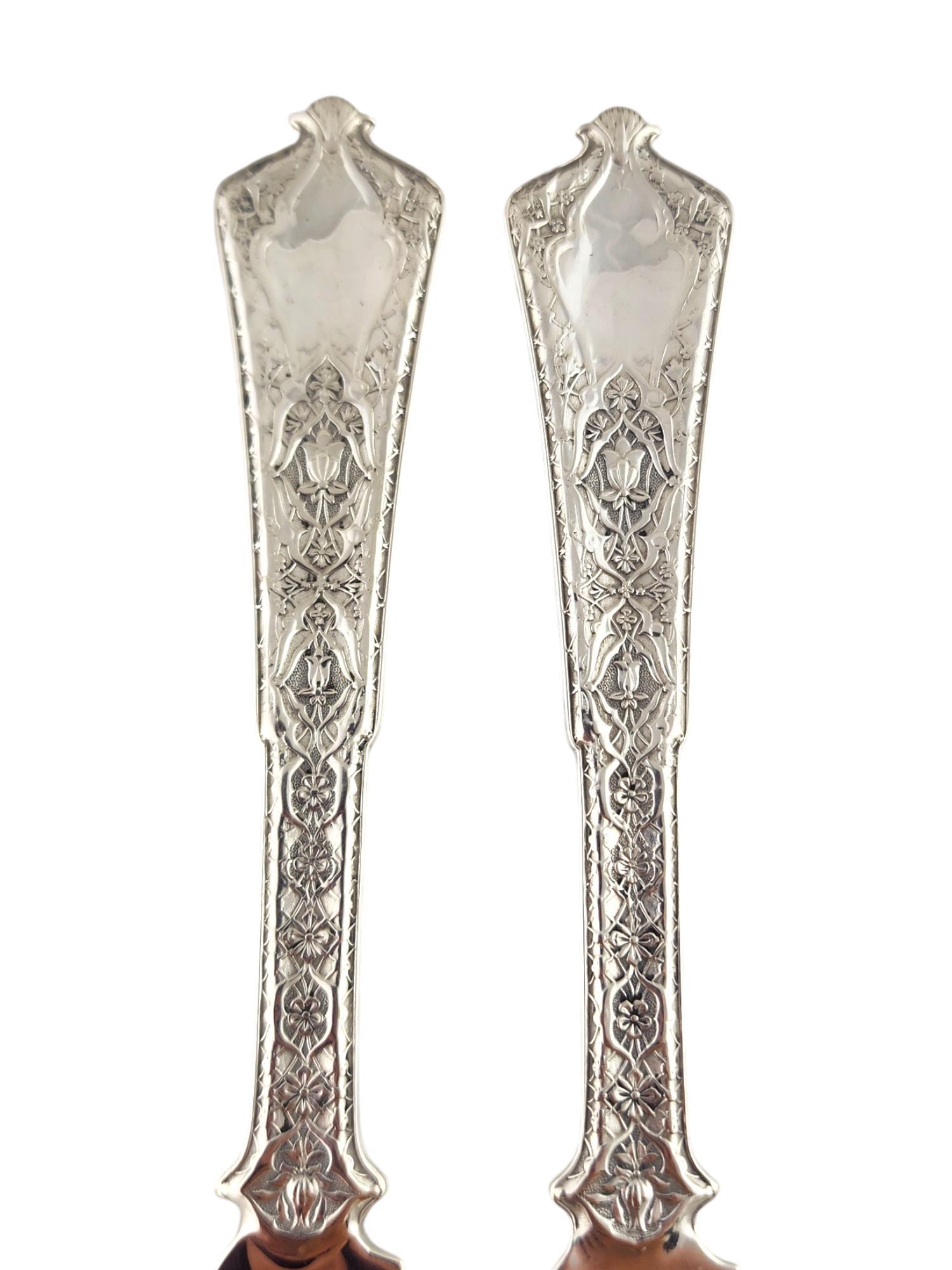 Tiffany & Co Sterling Silver 1872 Set of 2 Persian Fish Knives

This set of two fish knives by amazing designer Tiffany & Co was meticulously crafted from sterling silver in the gorgeous Persian pattern!

Approximate measurements-
Length: 8