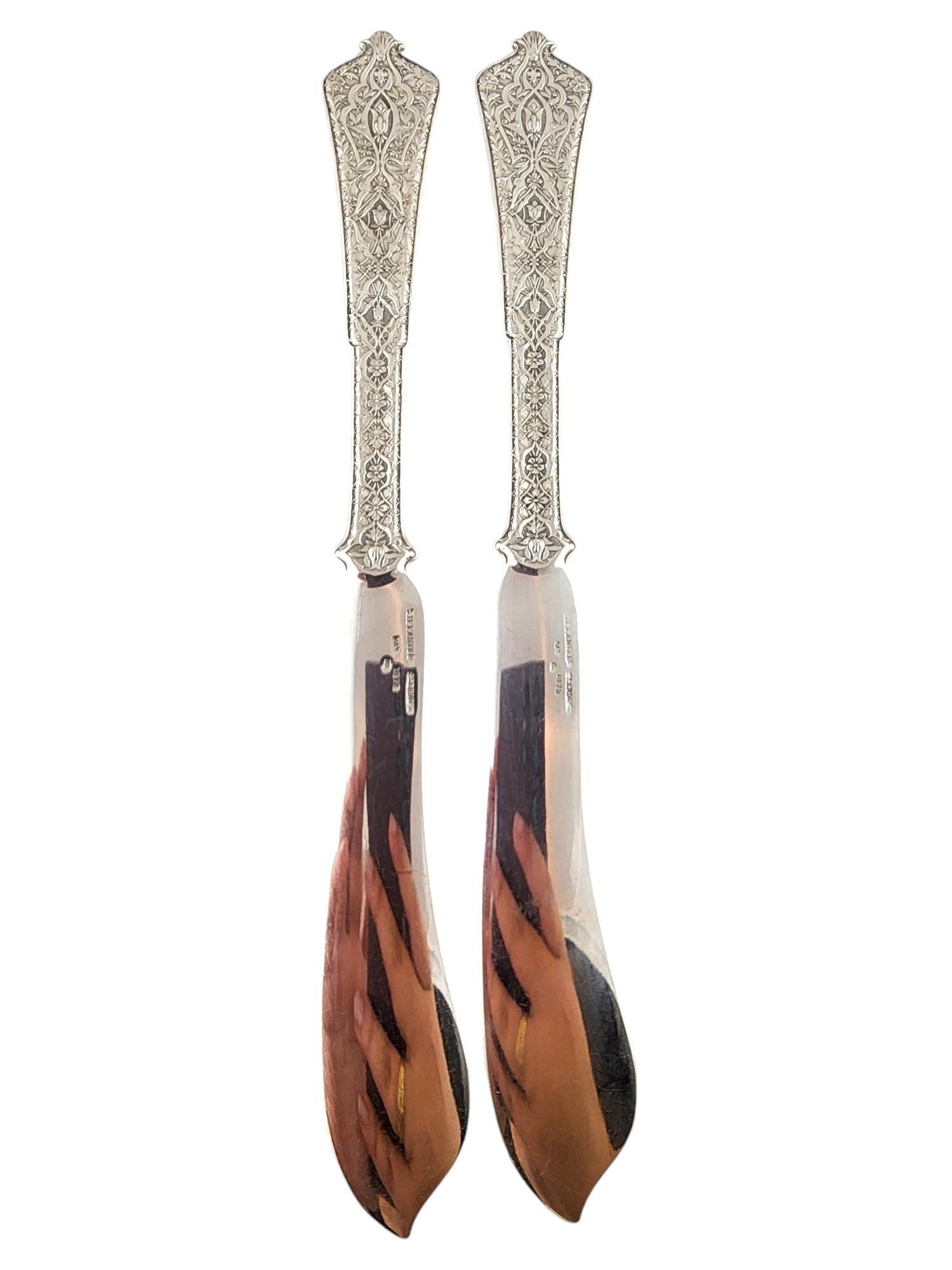 Tiffany & Co Sterling Silver 1872 Set of 2 Persian Fish Knives #18698 3