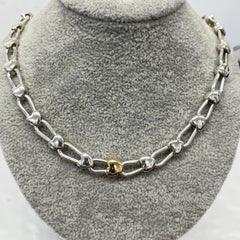 Tiffany & Co. Sterling Silver 18ct Yellow Gold Heart Padlock Chain Link Necklace