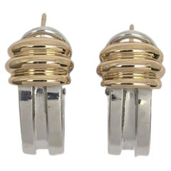 Tiffany & Co Sterling Silver 18K Gold Atlas Earrings #25468