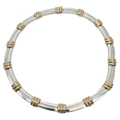 Tiffany & Co Sterling Silver 18K Gold Atlas Necklace/Choker 15.5" #25469