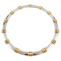 Tiffany & Co. Sterling Silver 18K Gold Bar Link Necklace Vintage