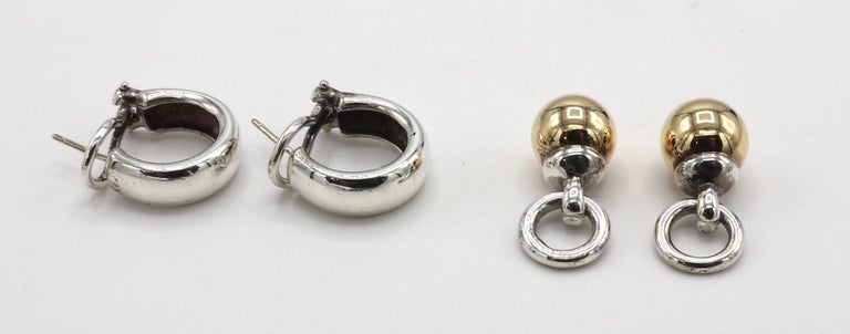 Tiffany Sterling Silver 18K Gold Detachable Ball Hoop Earrings 1995