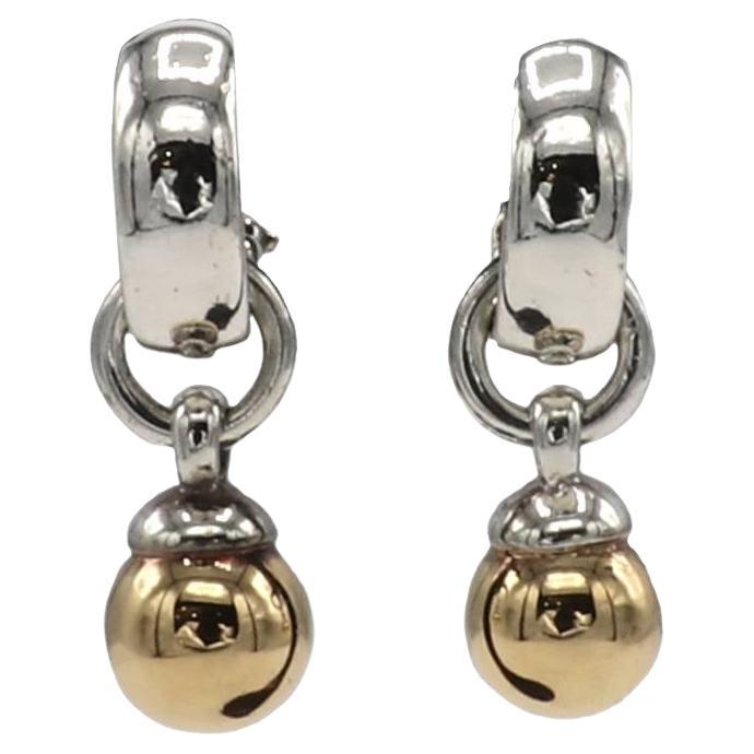 Tiffany & Co. Sterling Silver & 18K Gold Detachable Ball Hoop Earrings 1995