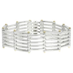Tiffany & Co. Sterling Silver 18k Gold Gate Link Bracelet