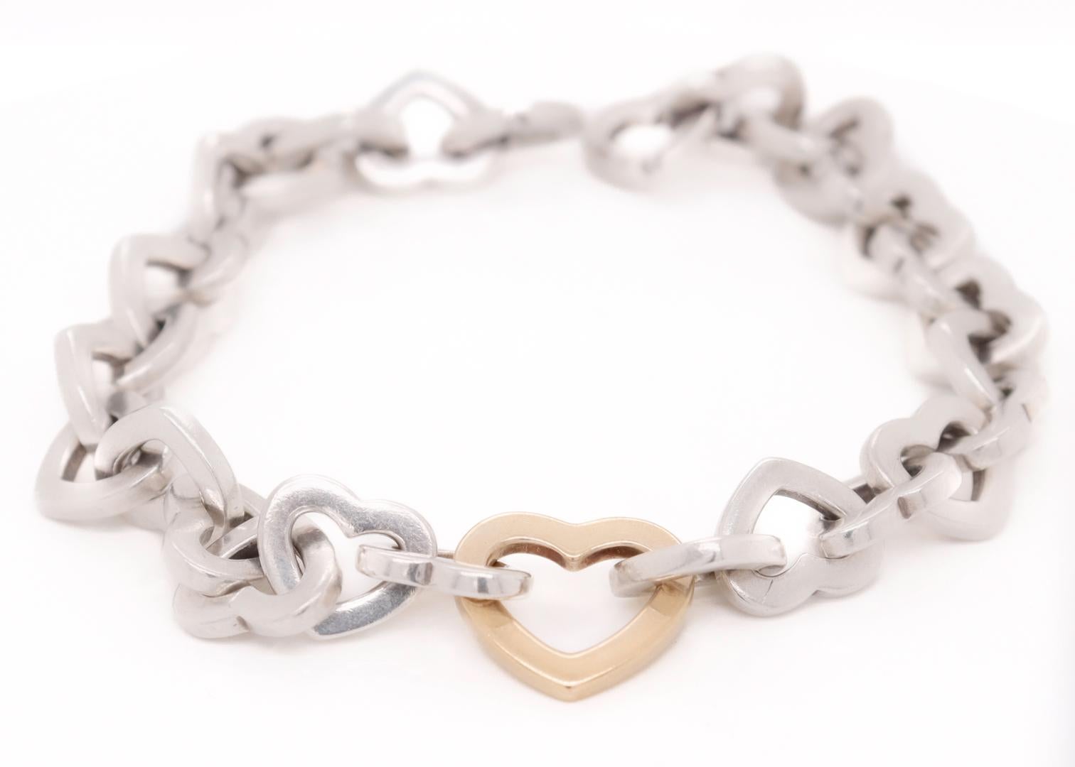 tiffany heart link bracelet silver and gold
