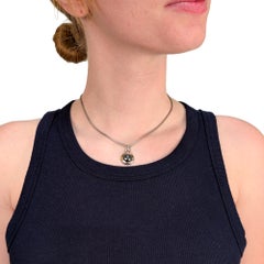 Tiffany & Co. Sterling Silver, 18K Gold, & Hematite Cabochon Pendant Necklace