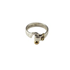Tiffany & Co. Sterling Silver 18K Gold Hook & Eye Ring Size 5.25-5.5 #22561