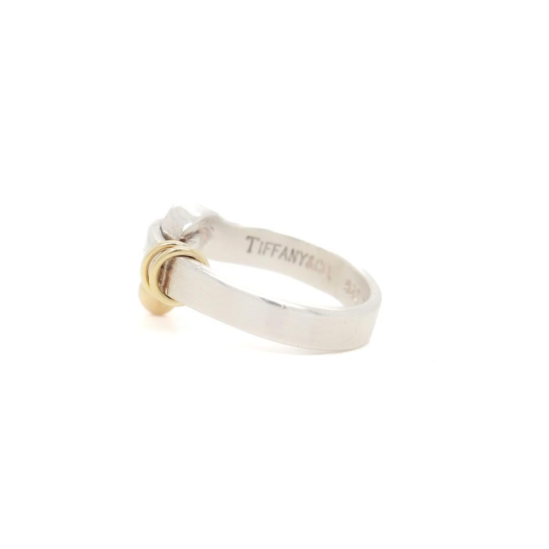 Tiffany & Co. Sterling Silver & 18k Gold Hook & Loop Ring For Sale 3