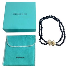 Tiffany & Co. Sterling Silver 18K Gold Ivy Starfish Black Bead Necklace w/Pouch