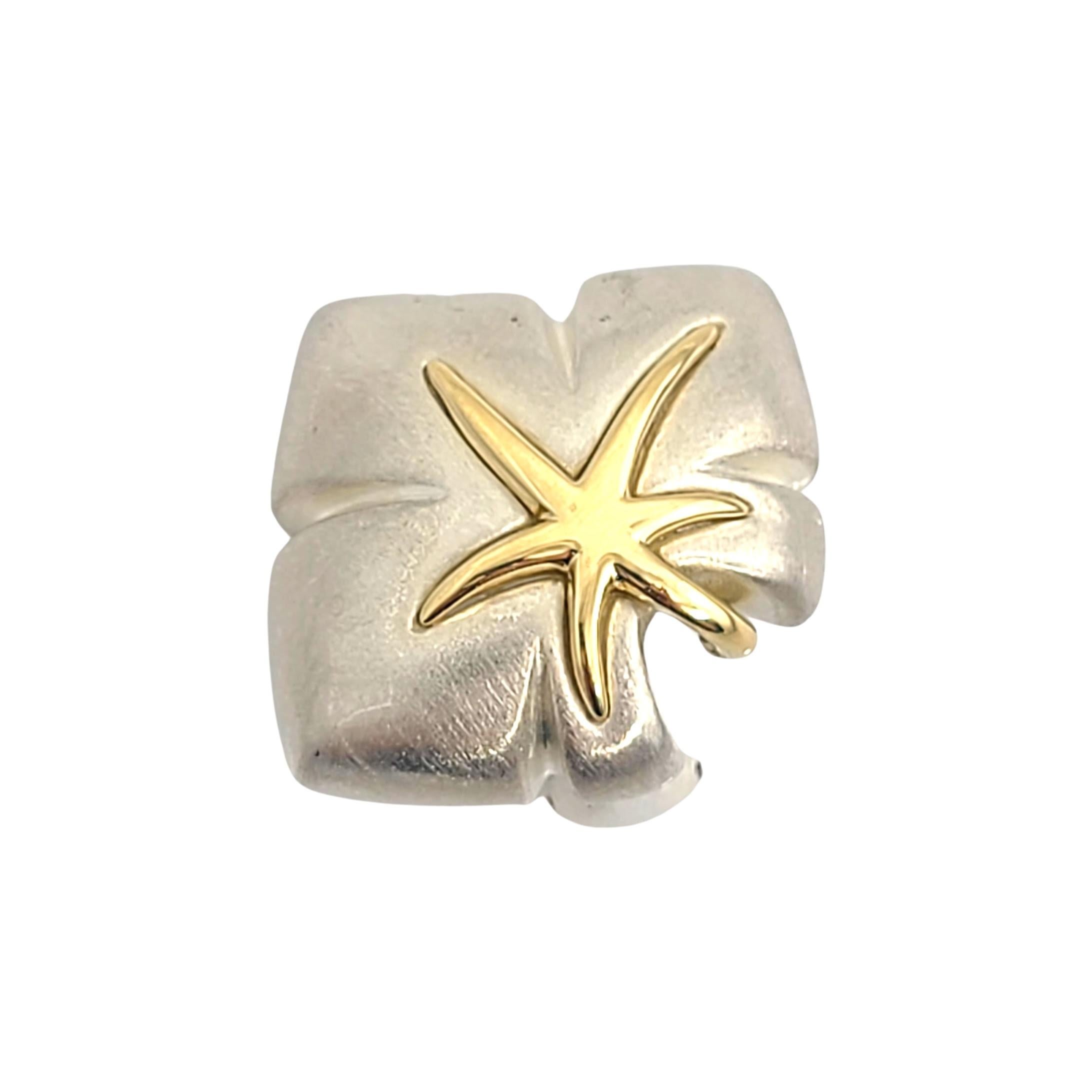 Tiffany & Co. Boucle d'oreille à clip en argent sterling, or 18K, étoile de mer en forme de lierre en vente 2