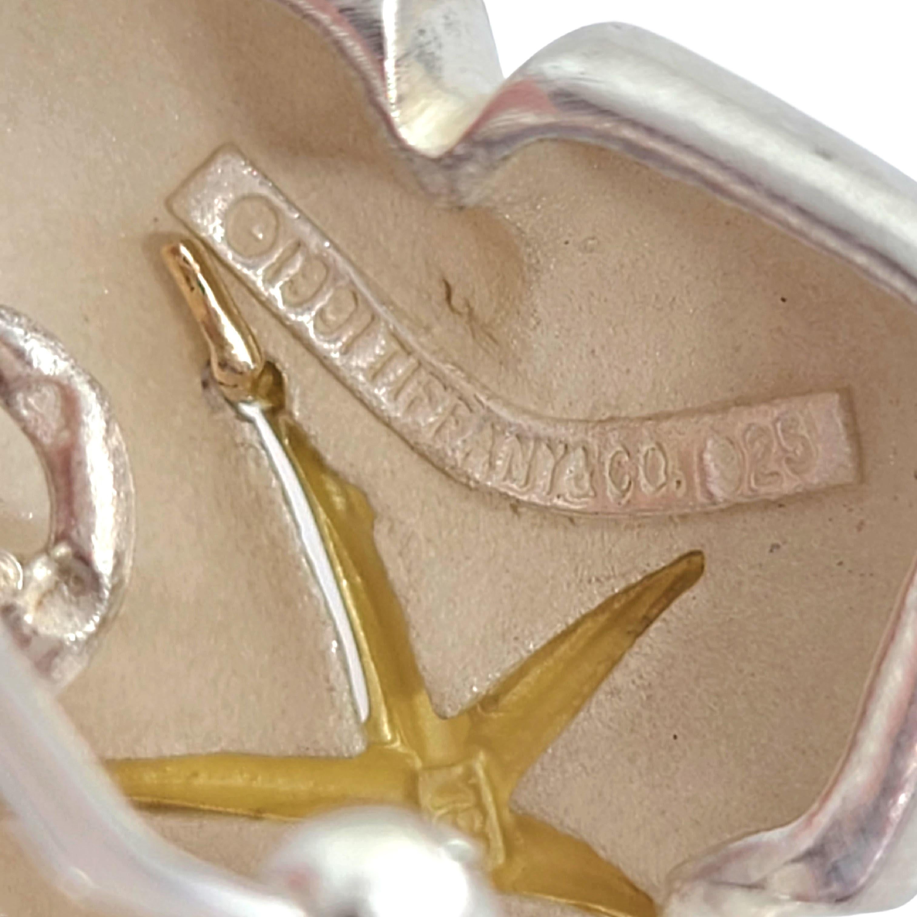 Tiffany & Co. Boucle d'oreille à clip en argent sterling, or 18K, étoile de mer en forme de lierre en vente 3