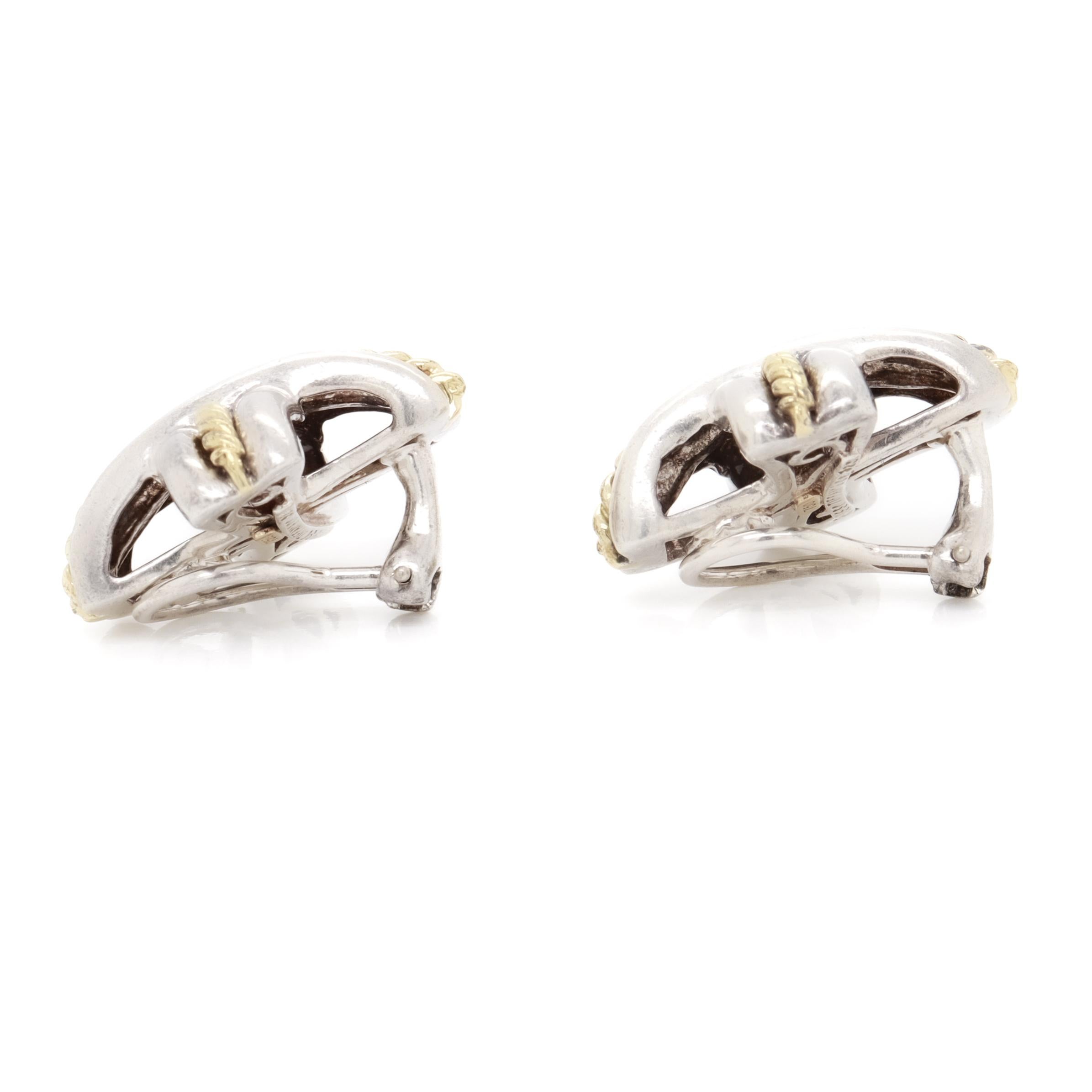 Tiffany & Co. Boucles d'oreilles à pince en argent sterling et or 18 carats Signature 