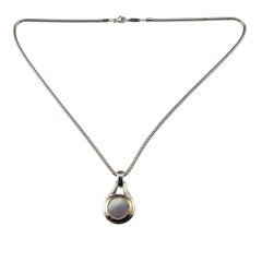 Tiffany & Co. Sterling Silver 18K Mother of Pearl Pendant Necklace #23011