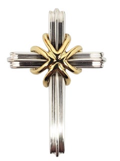 Tiffany & Co. Sterling Silver 18K Two-Tone Cross Pendant #22594