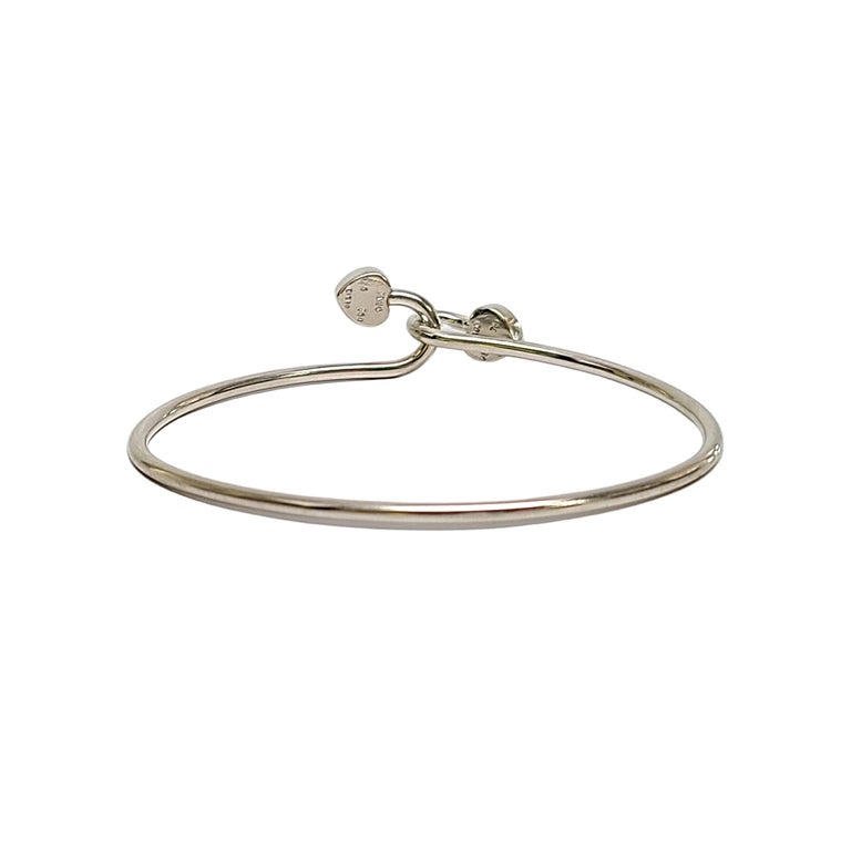 Tiffany and Co Sterling Silver 18K Yellow Gold Accent Double Heart Hook Bracelet at 1stDibs