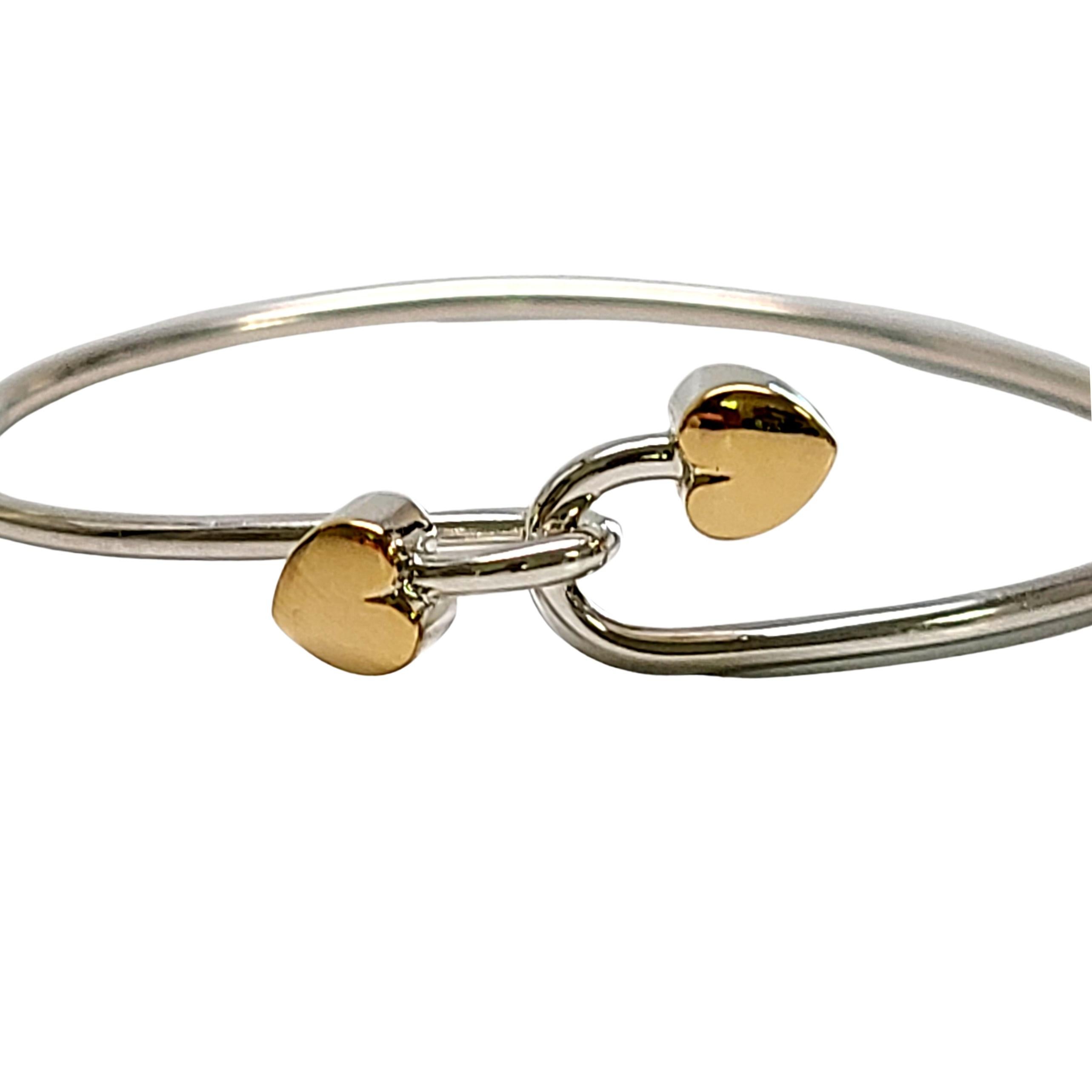Women's Tiffany & Co Sterling Silver 18K Yellow Gold Accent Double Heart Hook Bracelet