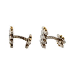 Tiffany & Co Sterling Silver 18K Yellow Gold Accent Gate Link Cufflinks 'A'