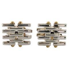 Tiffany & Co Sterling Silver 18K Yellow Gold Accent Gate Link Cufflinks 'A'