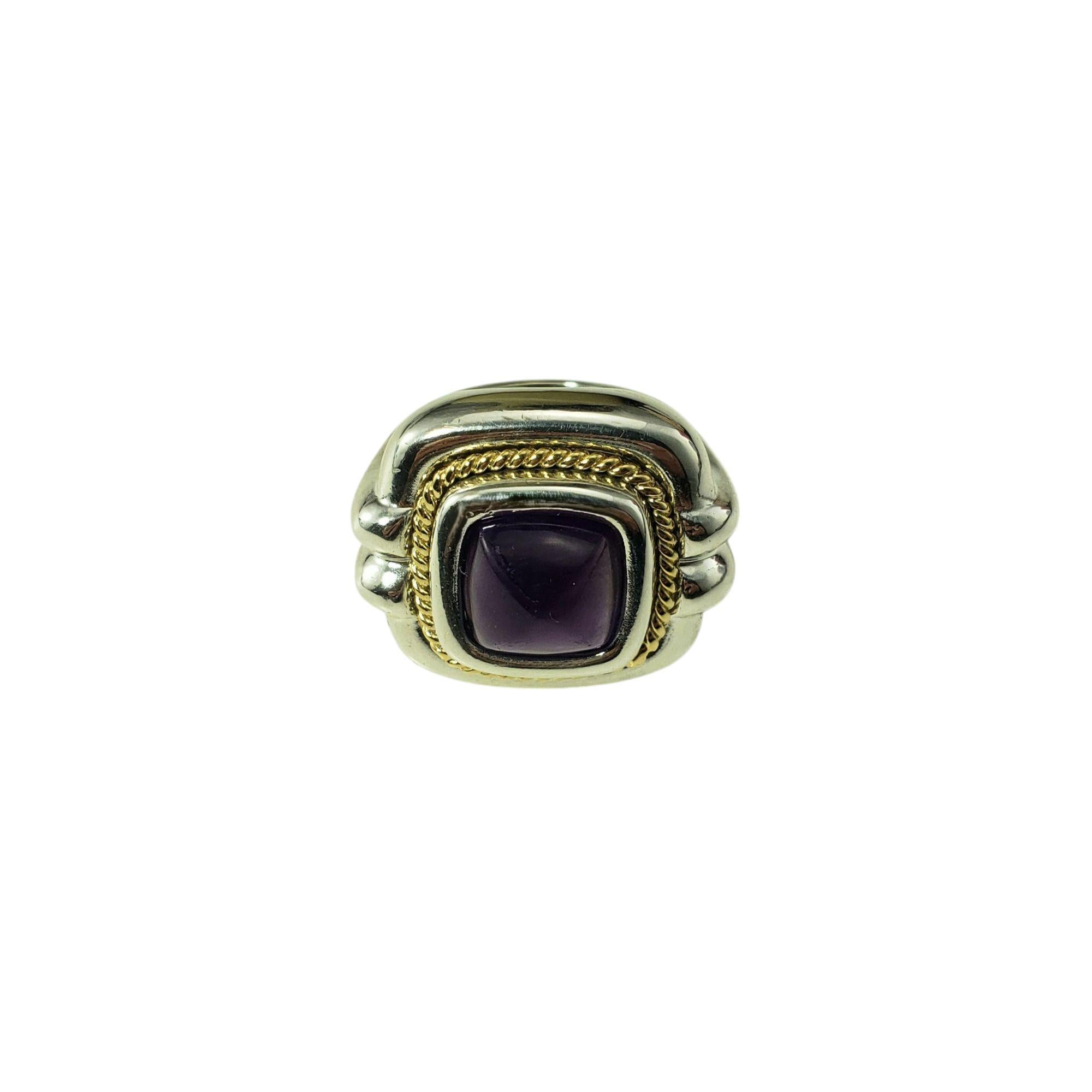 Tiffany & Co. Sterling Silver and 18K Yellow Gold Amethyst Ring Size 4.75-5

This elegant Tiffany & Co. ring is crafted in meticulously detailed sterling silver. An 18K yellow gold rope detail elegantly frames the central amethyst gemstone.

Width:
