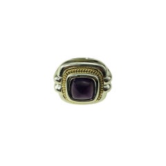 Tiffany & Co. Sterling Silver & 18K Yellow Gold Amethyst Ring Size 4.75-5 #21179