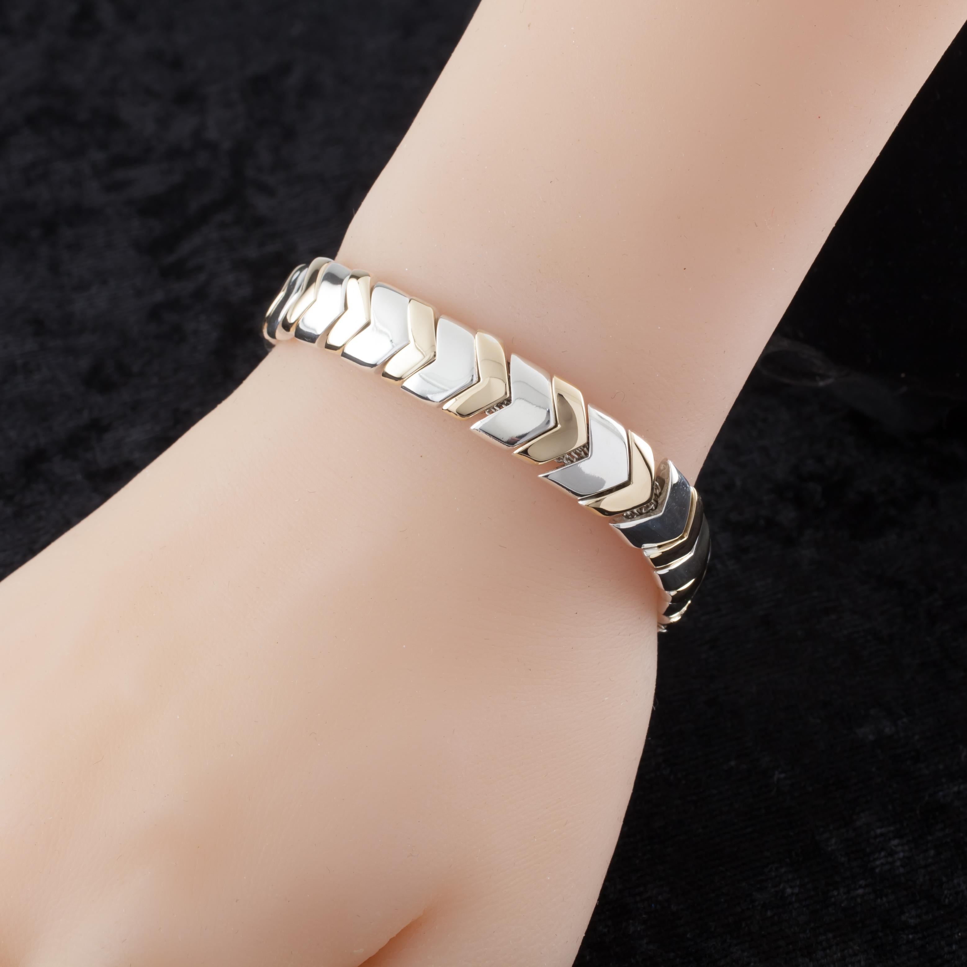 Modern Tiffany & Co. Sterling Silver & 18k Yellow Gold Chevron Bracelet