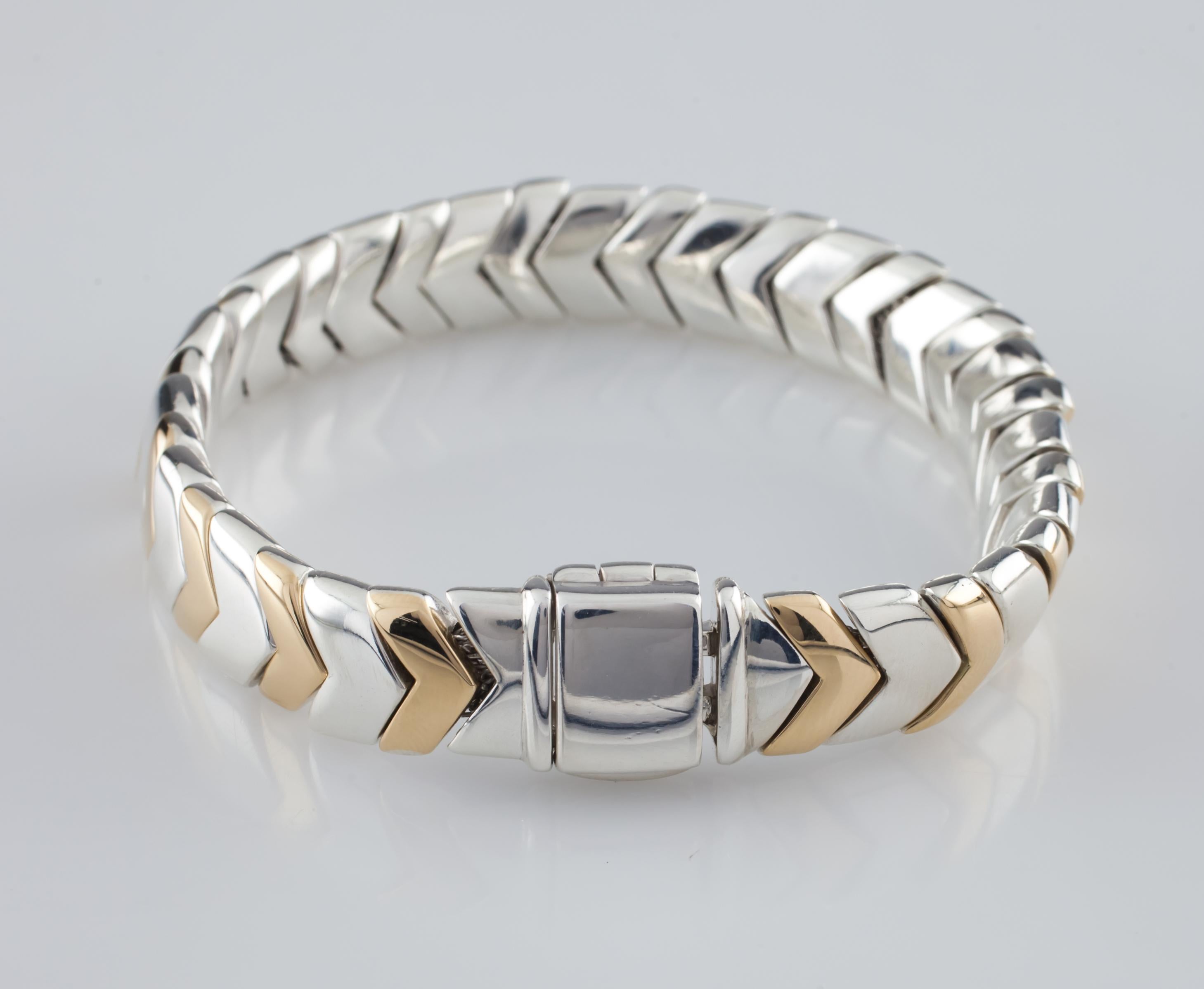 Tiffany & Co. Sterling Silver & 18k Yellow Gold Chevron Bracelet 2